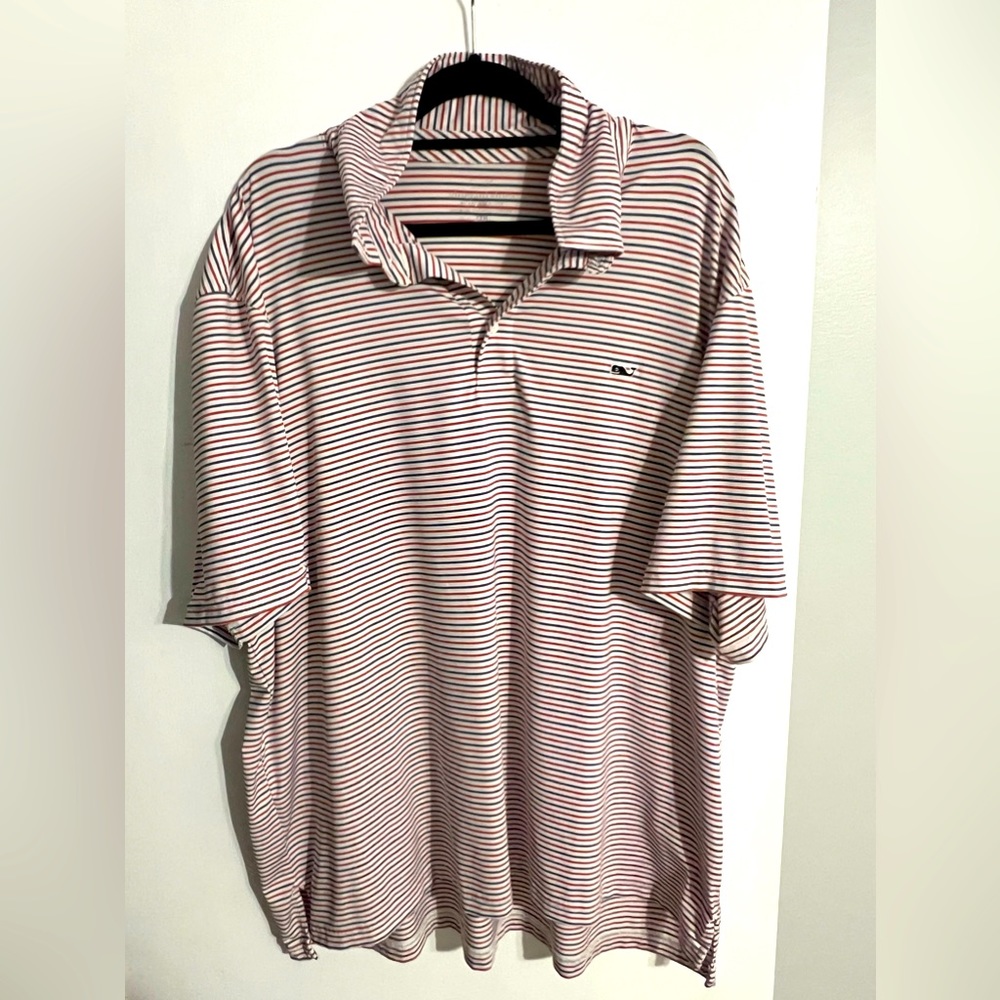 Red white and blue Vineyard Vines performance polo